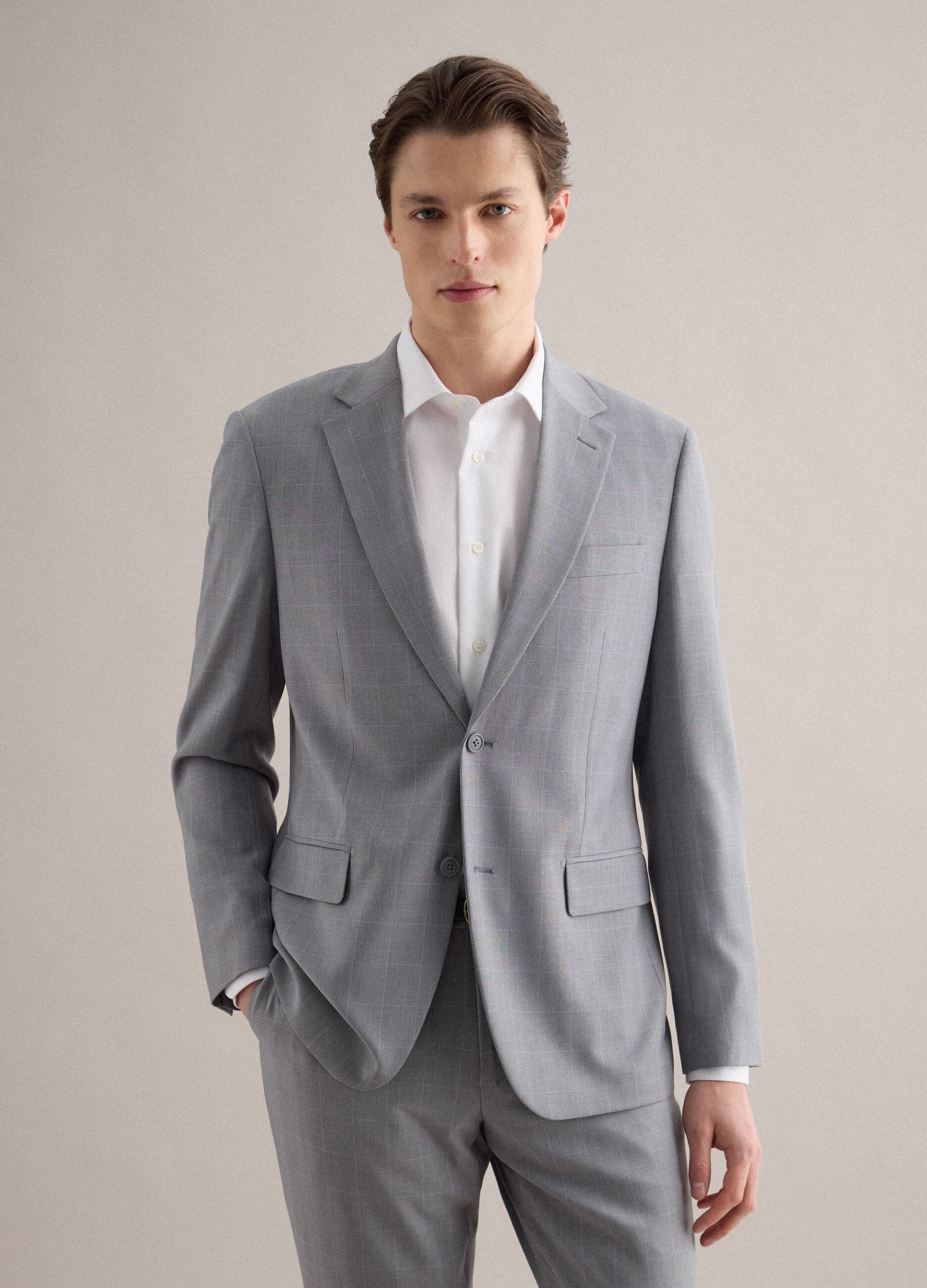 Grey Slim Fit Lined Suit