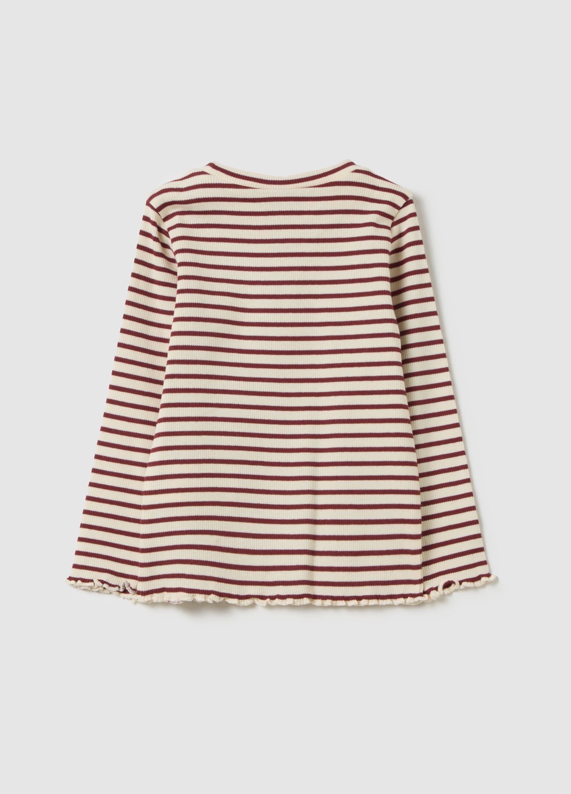 Striped stretch cotton baby bear T-shirt