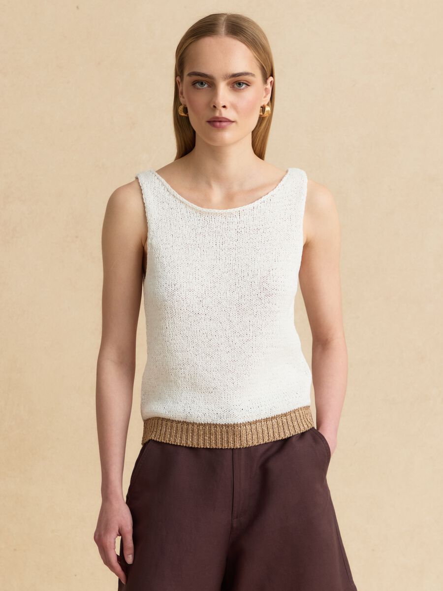 White cotton-blend top_1
