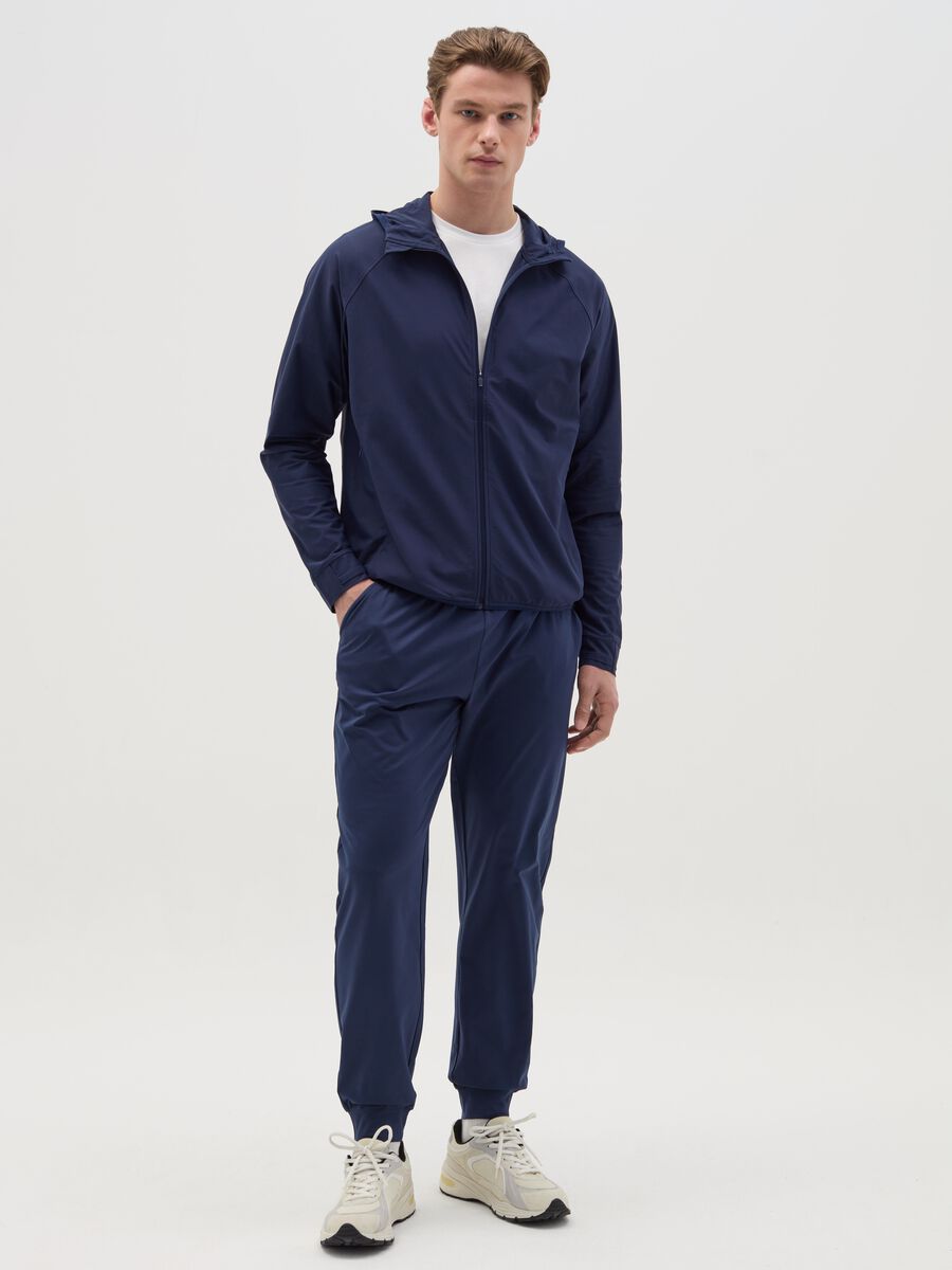 Full-zip sweatshirt in technical fabric with hood_1