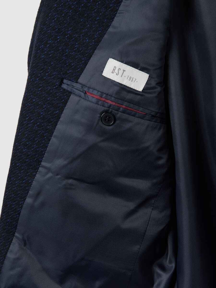 Cappotto lungo blu a quadri regular fit in pied de poule_7