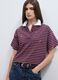 Multicolour striped pure cotton polo with oversized collar_0