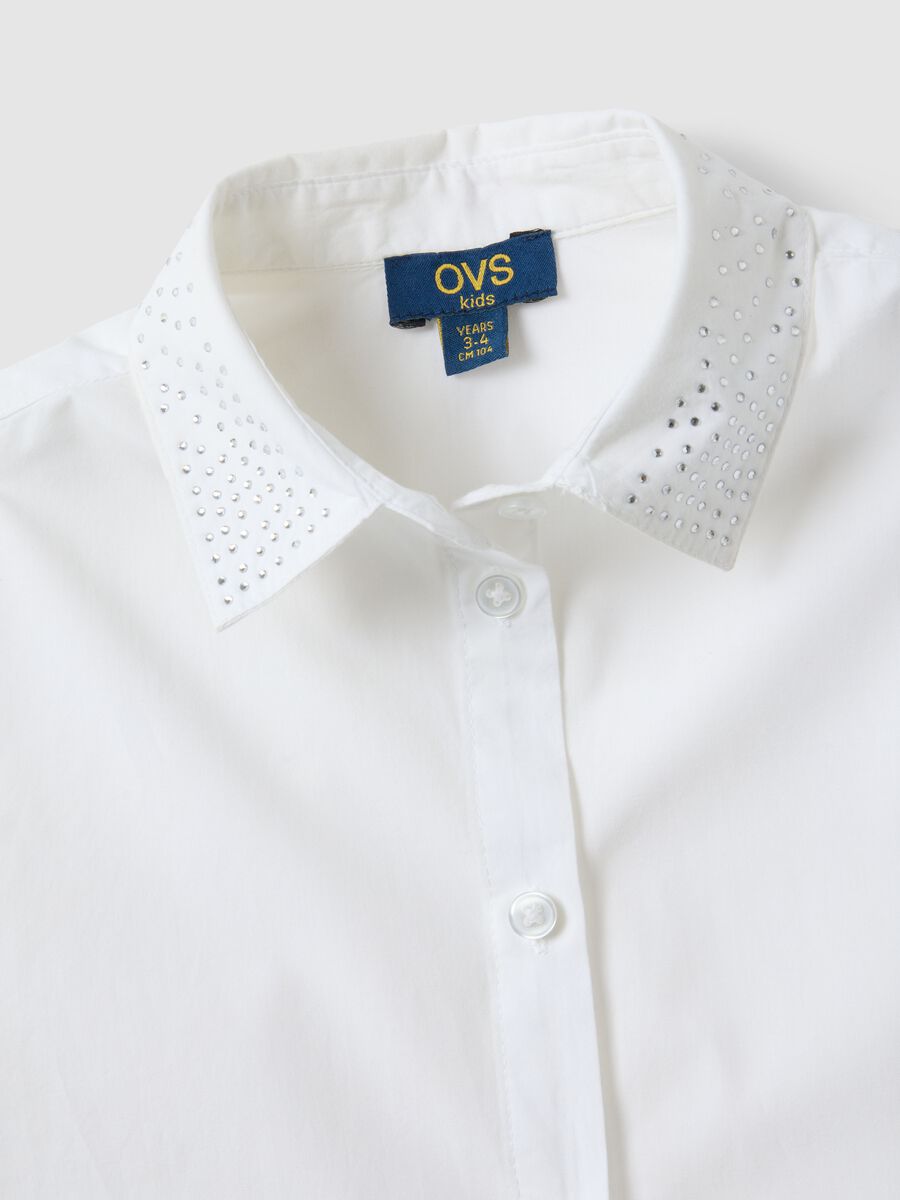 Camicia bianca da bambina a maniche lunghe in puro cotone_2