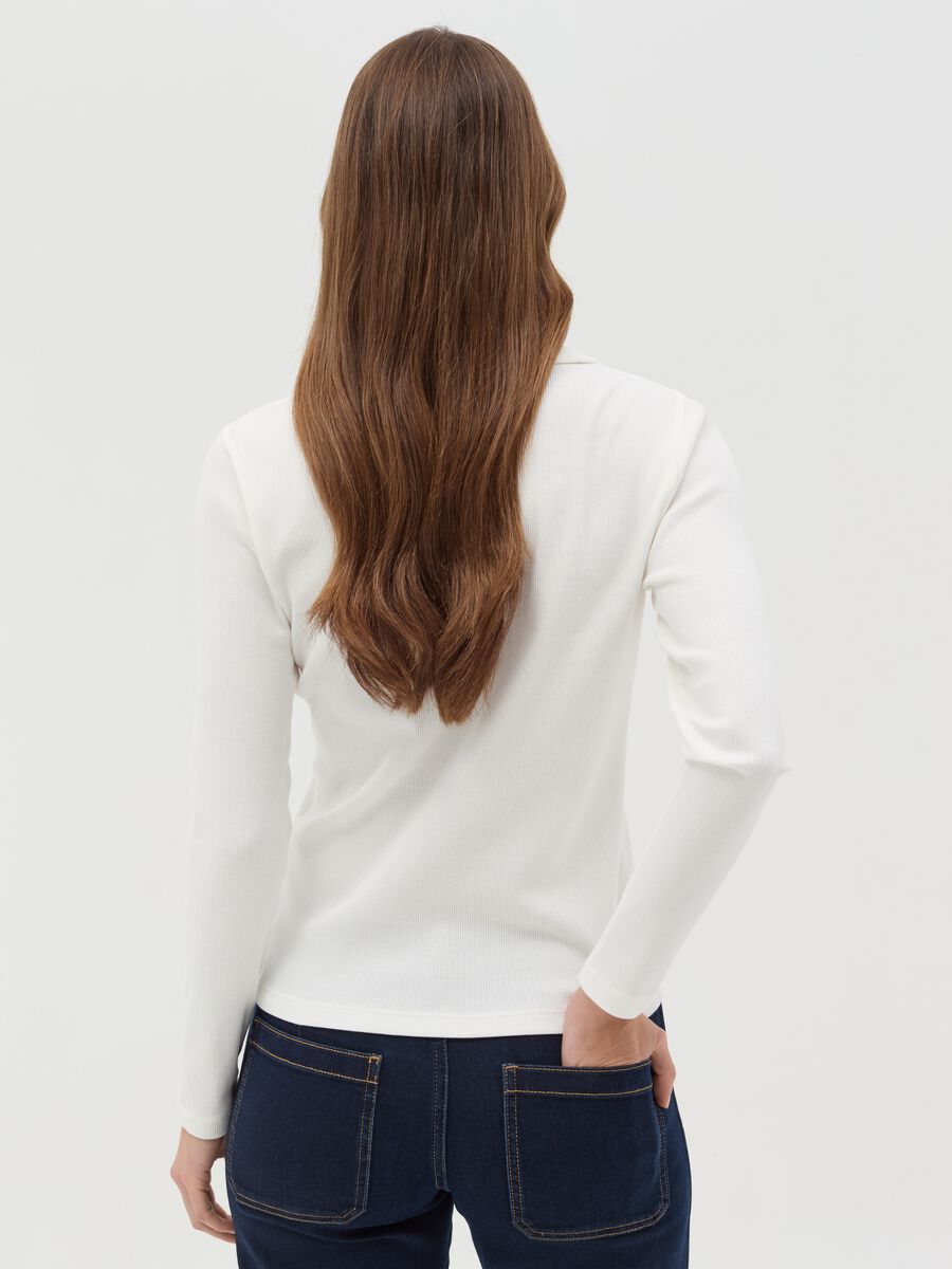 Ribbed T-shirt with polo shirt neck_3