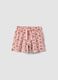 Pink pure cotton shorts with floral print_0