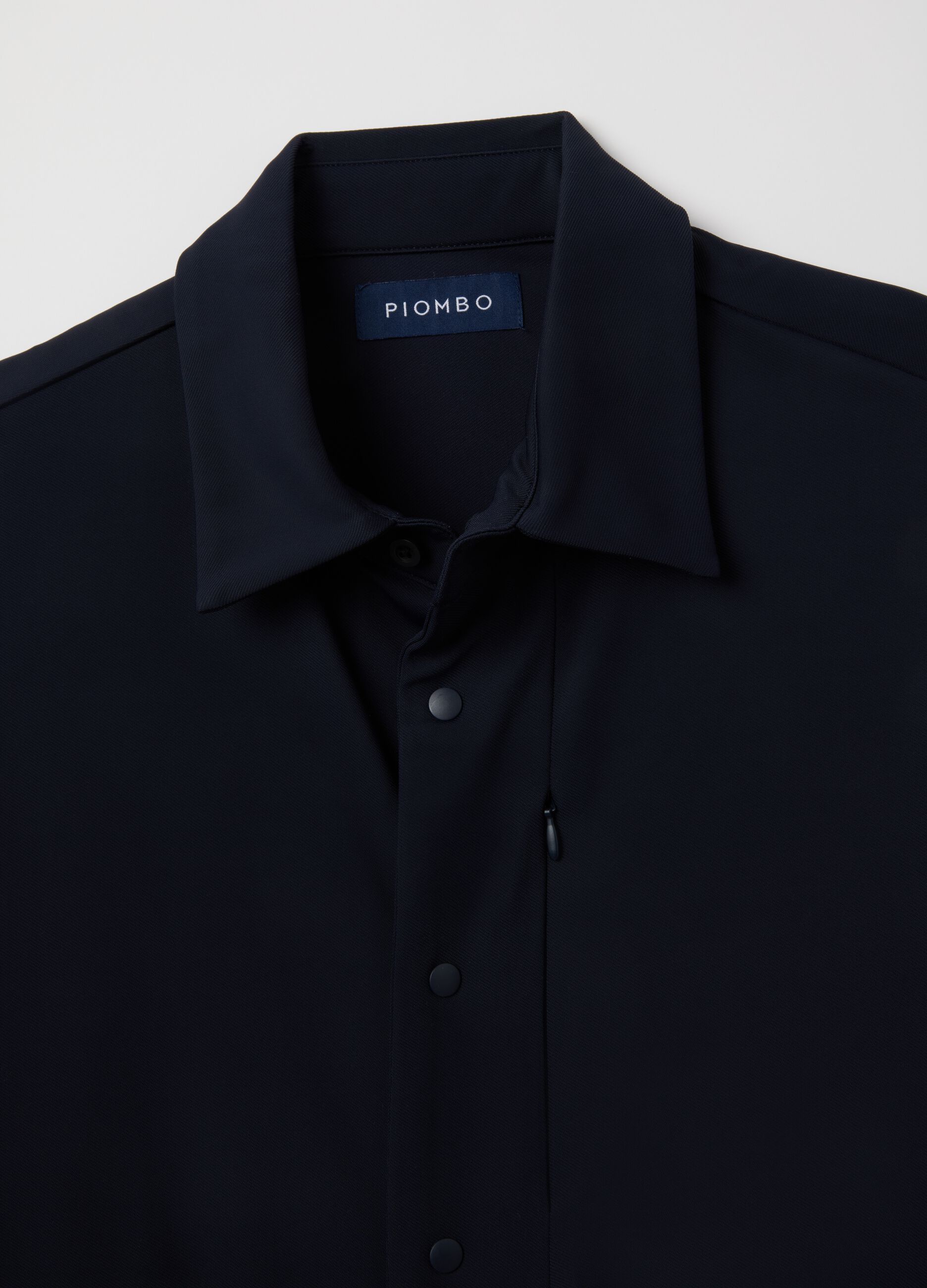 Blue sweatshirt with polo collar and buttons