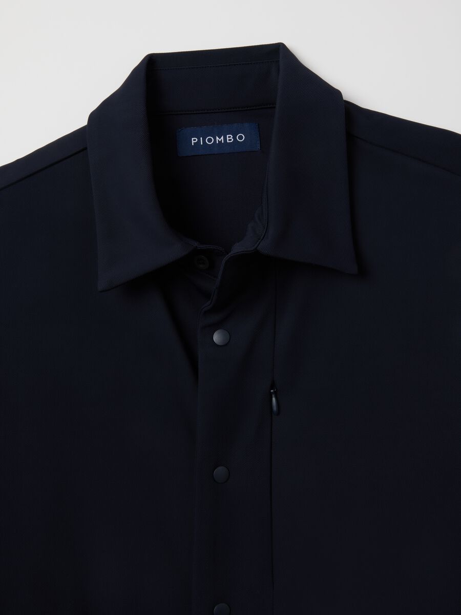 Blue sweatshirt with polo collar and buttons_1