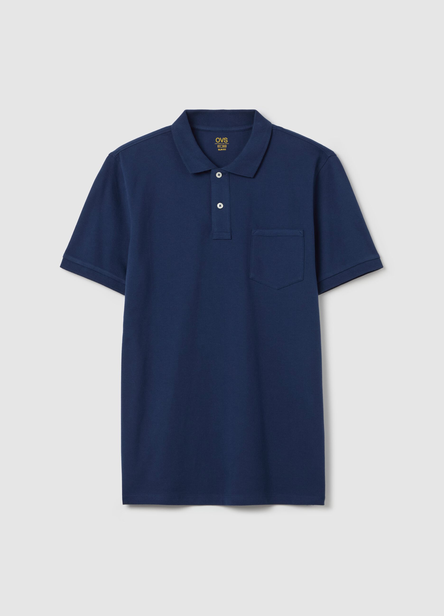 Polo in cotone stretch con tasca