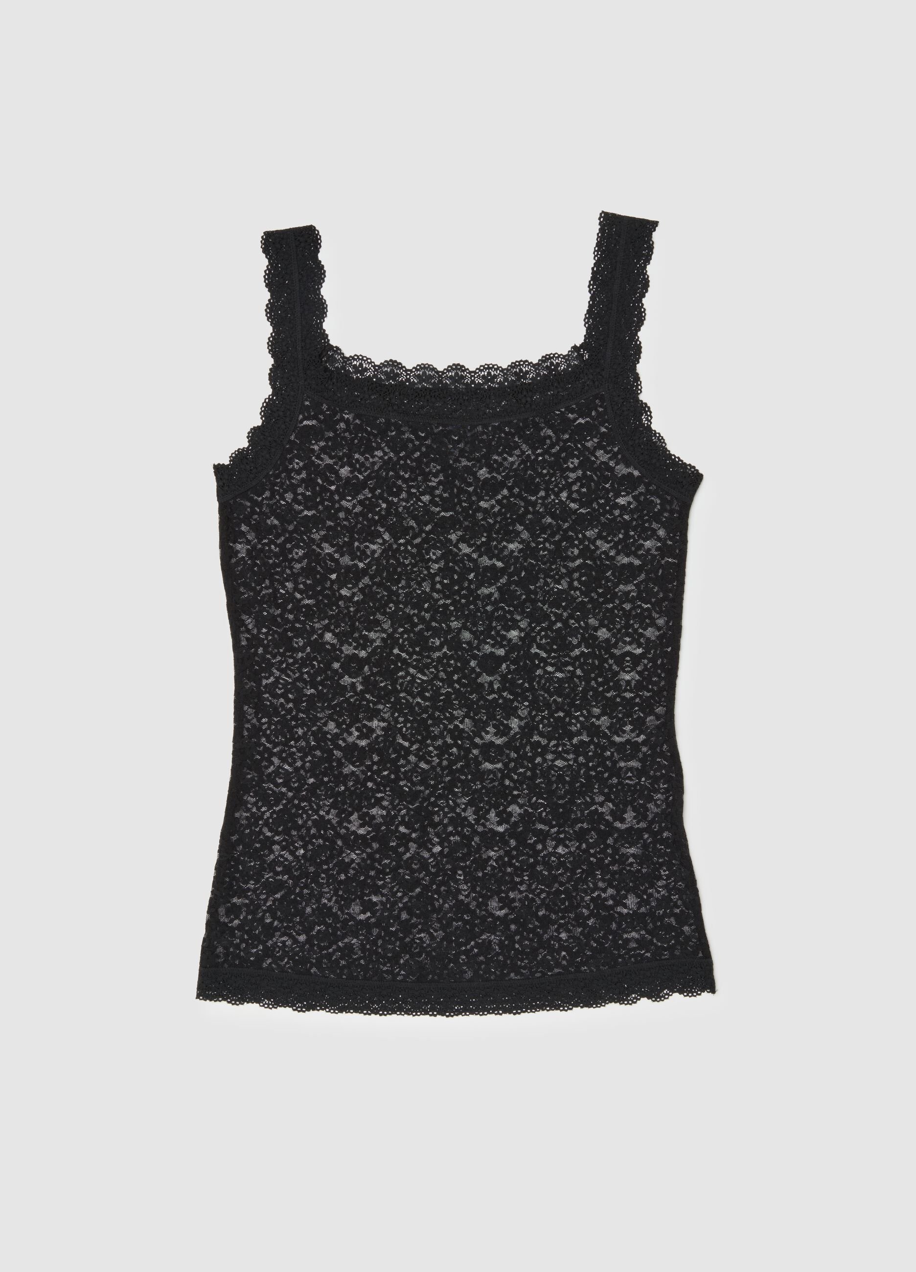 Black lace regular fit top