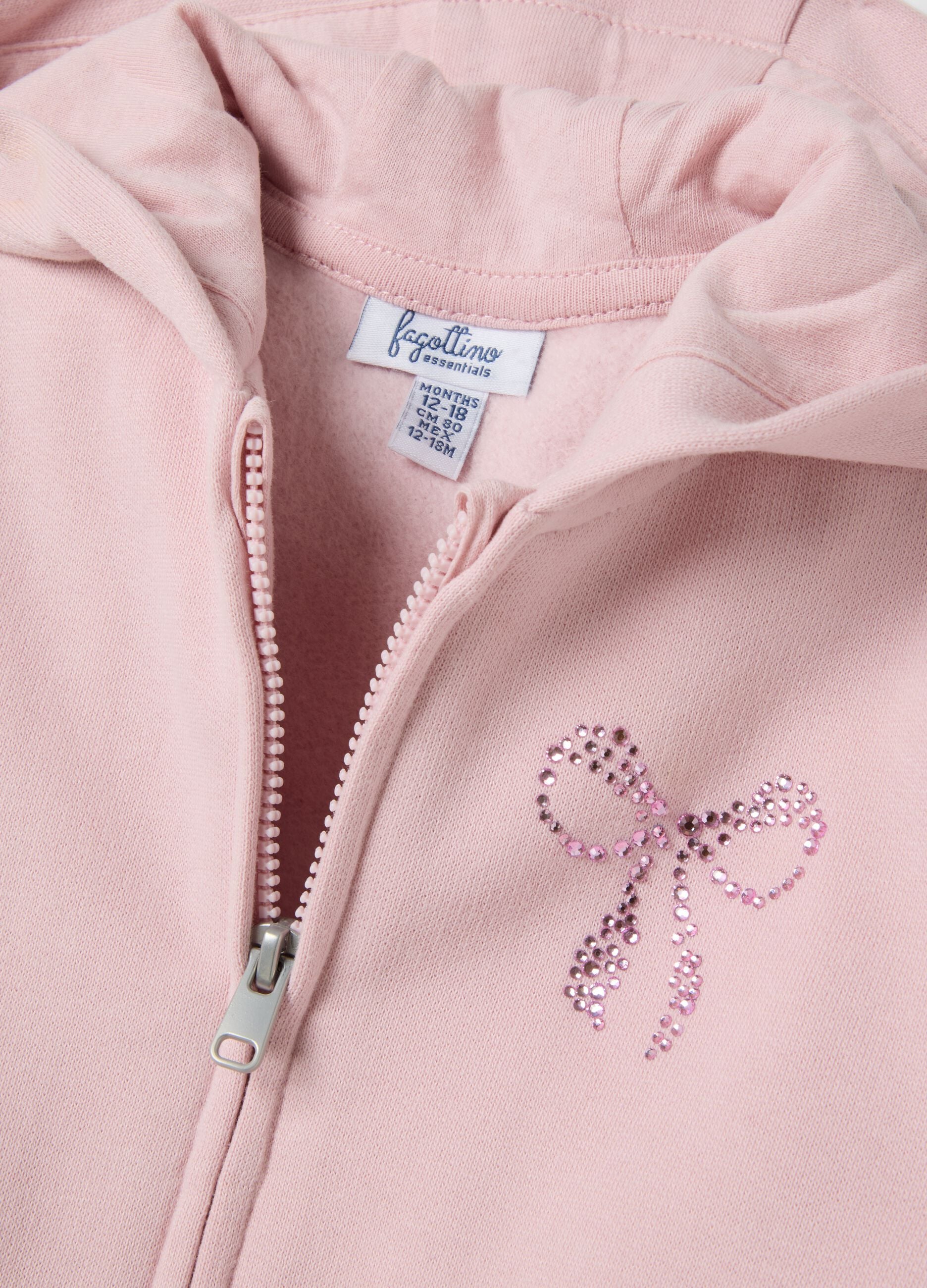 Light pink hooded sweatshirt in pure organic cotton