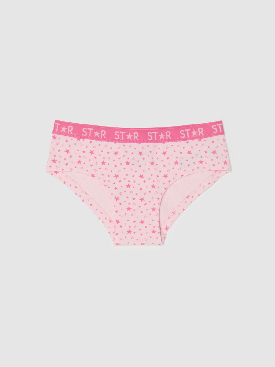 Stretch cotton knicker shorts with star print_0