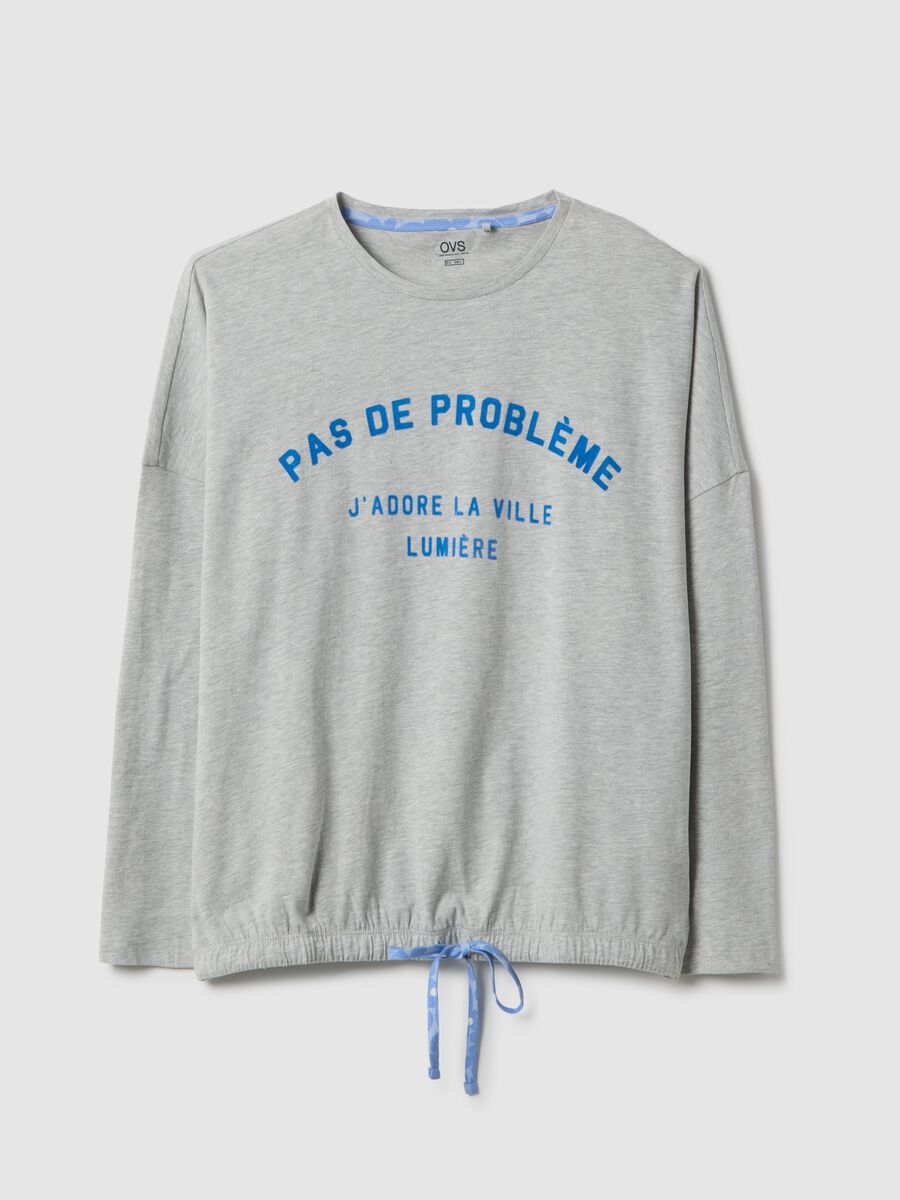 Maglia pigiama girocollo grigia in misto cotone regular fit con stampa_4