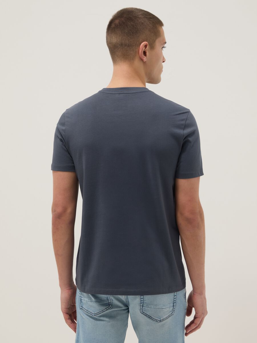 T-shirt a maniche corte in puro cotone blu regular fit_1
