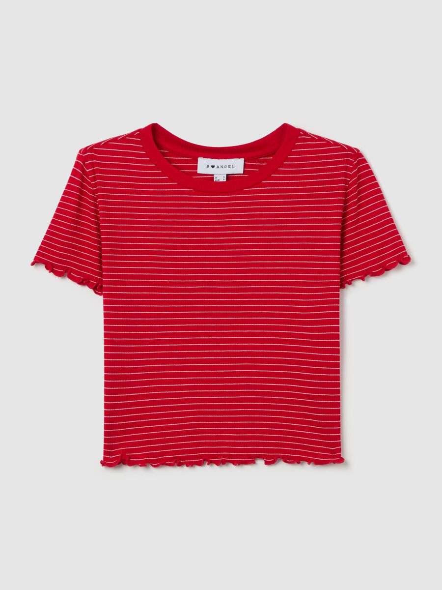 Flat-ribbed T-shirt with wavy edging_4