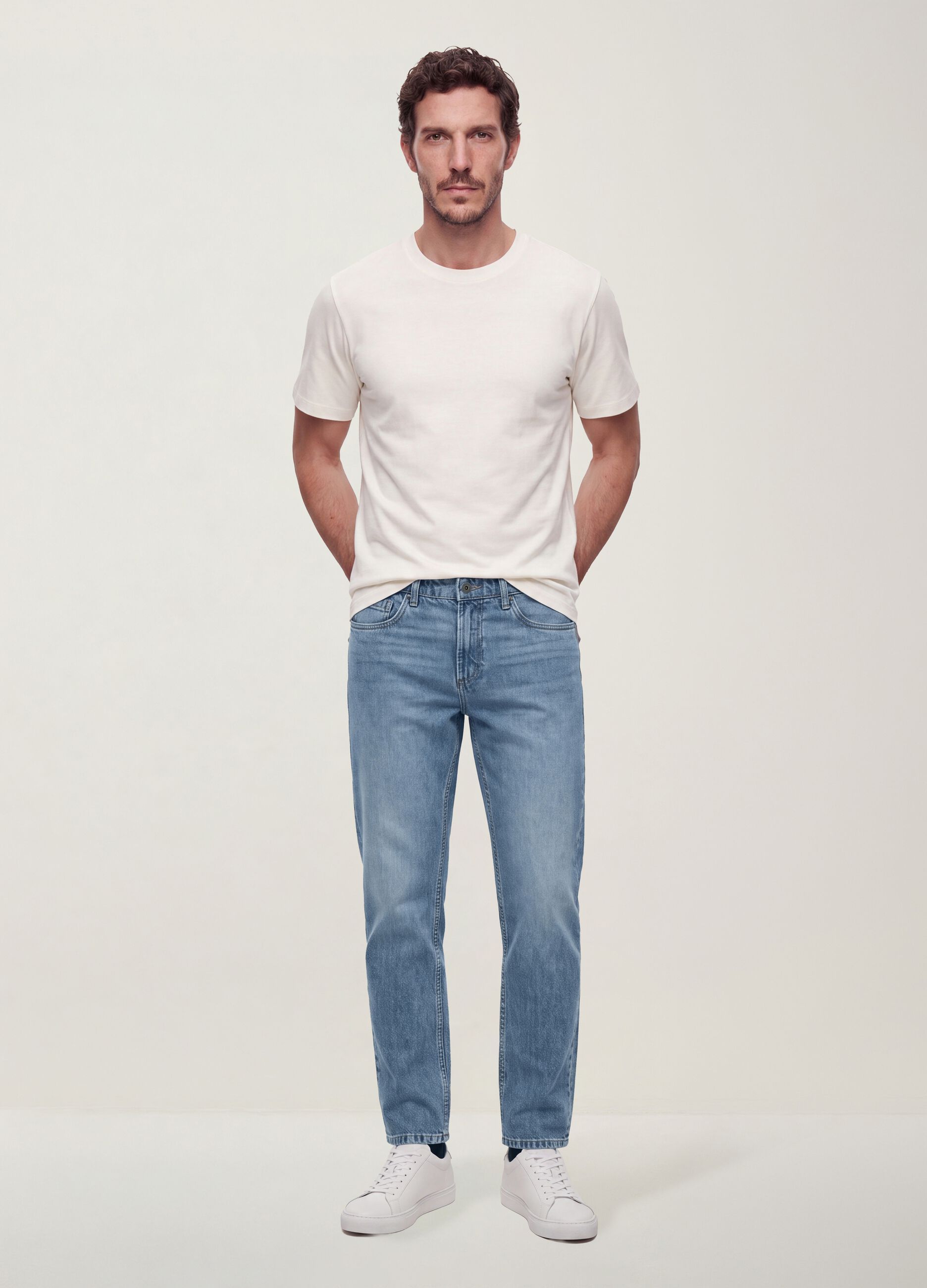 White pure cotton short-sleeve regular-fit T-shirt