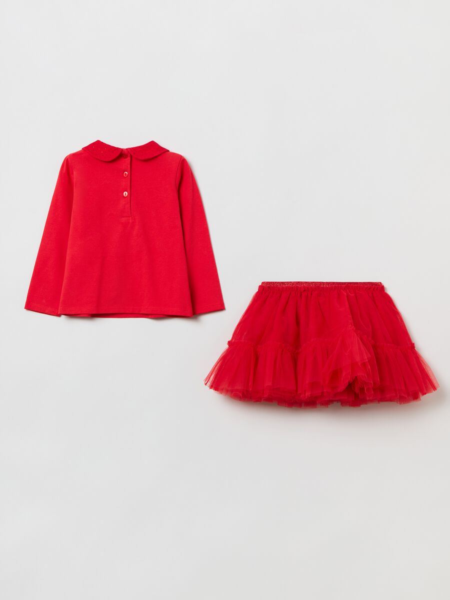 Set polo con strass e gonna in tulle_1