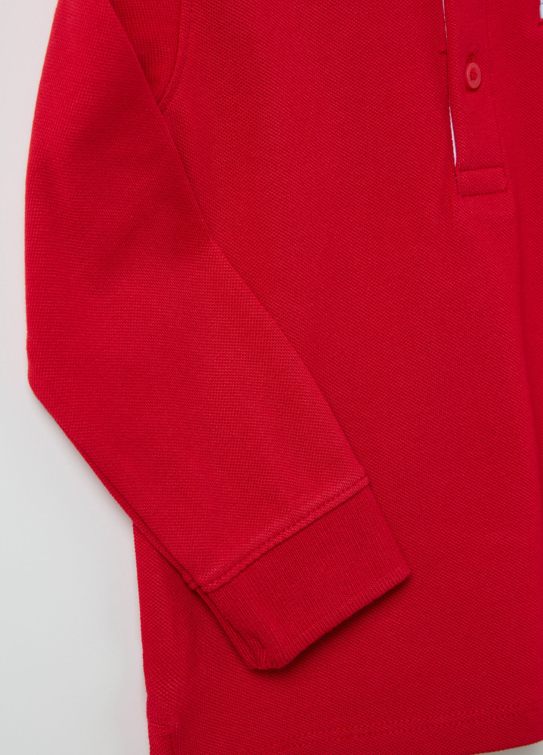 Long-sleeved polo shirt with striped details