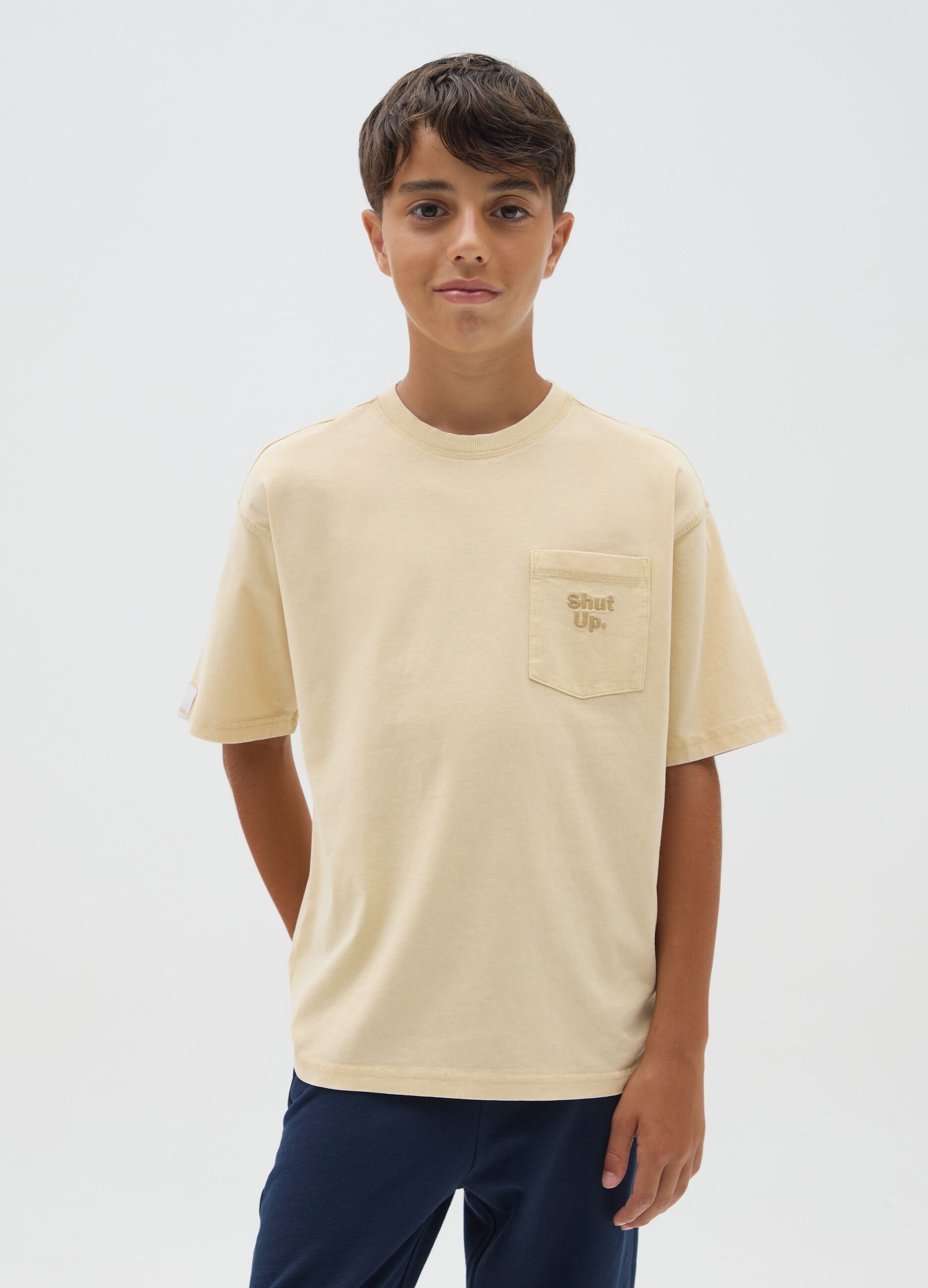 Boy's Beige T-shirt with Pocket