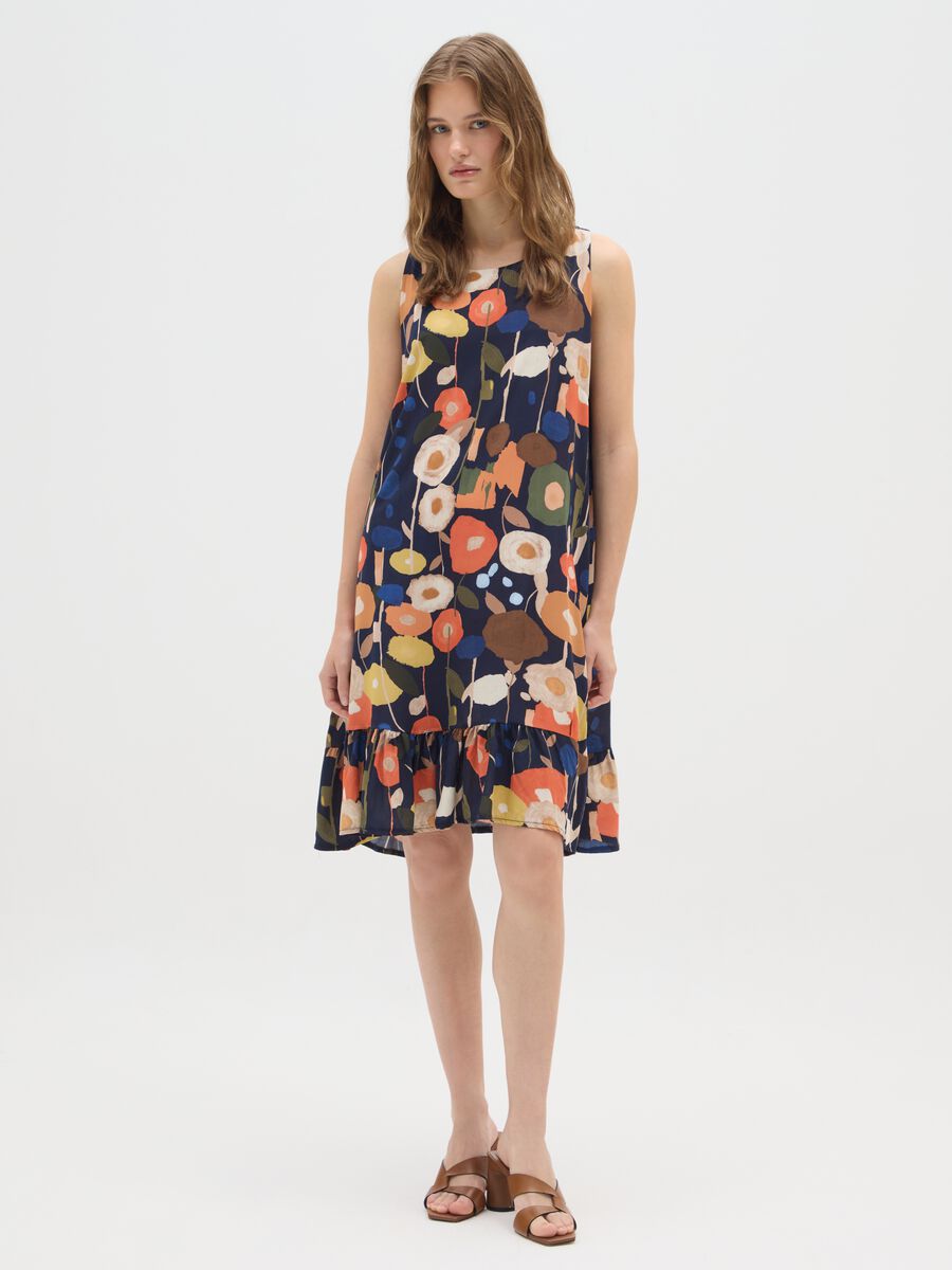 Multicolour regular fit dress with flowers_0