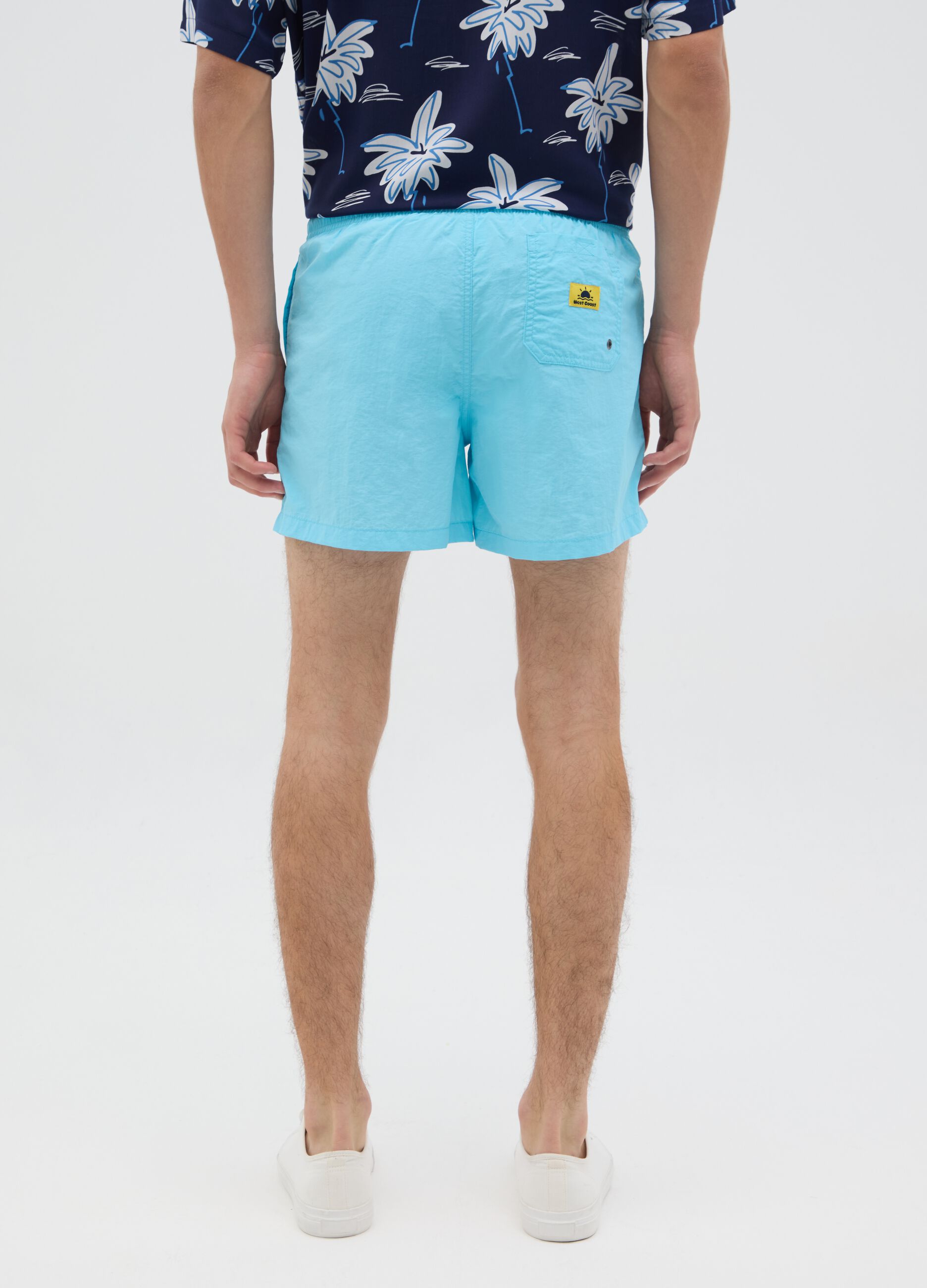 Men's regular fit light blue swim boxers