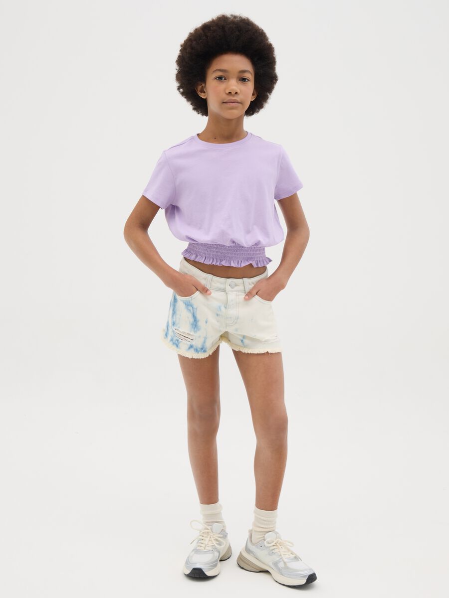 Shorts da ragazza in puro cotone multicolor regular fit tie-dye_1