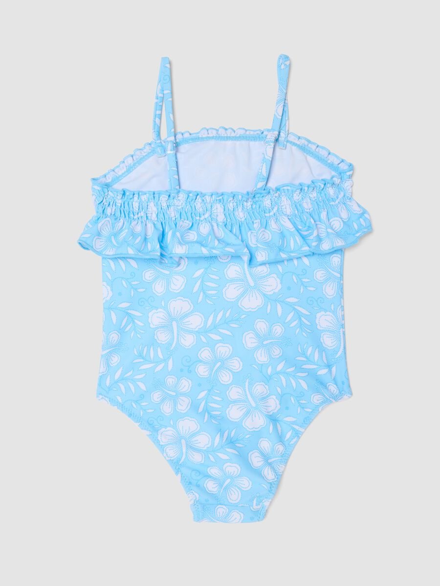 Light blue girls&rsquo; swimsuit with frills_1