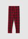 Girls' Red Checked Stretch Cotton Leggings_1