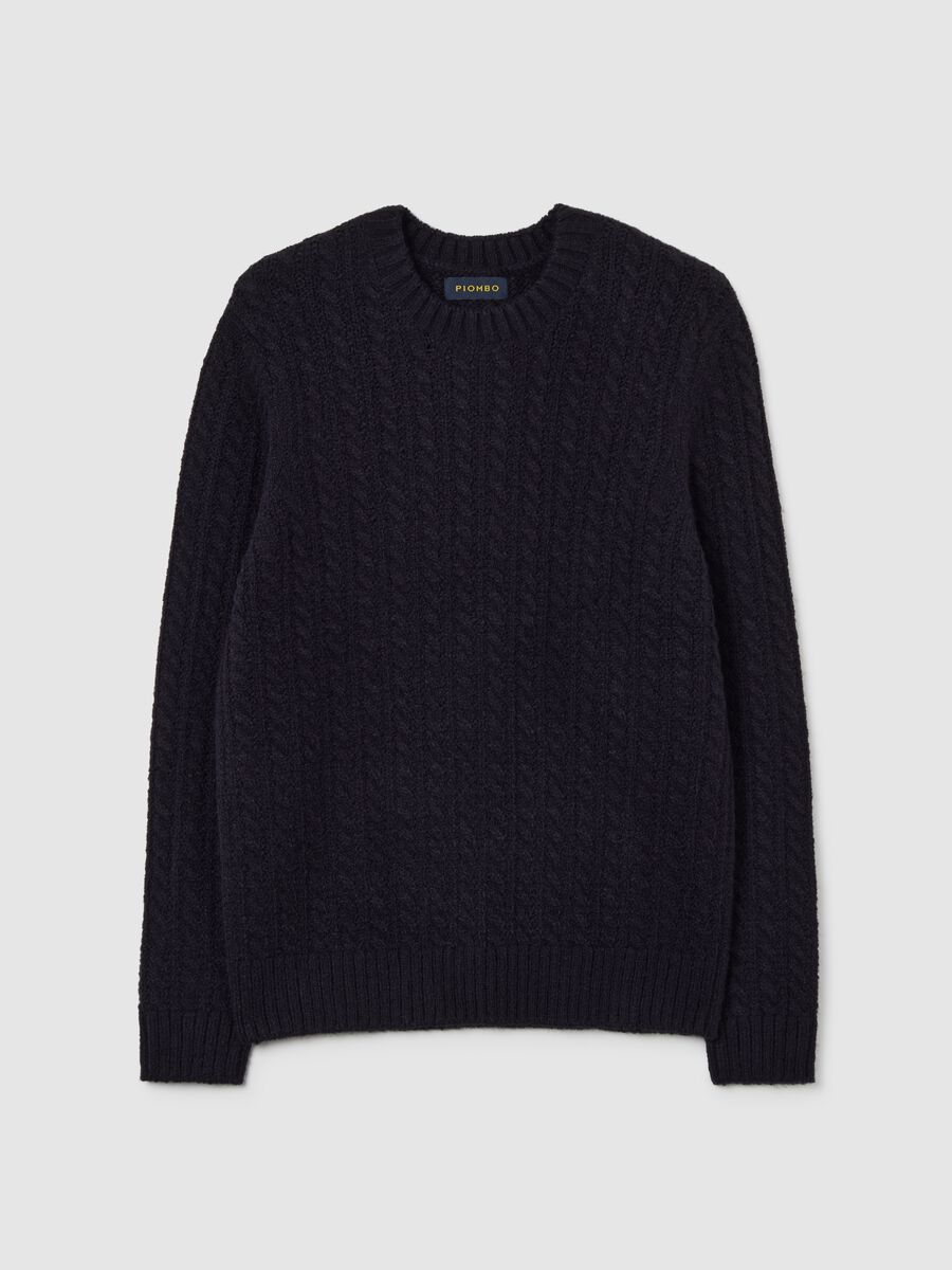 Blue crew neck jumper with jacquard pattern regular fit_4