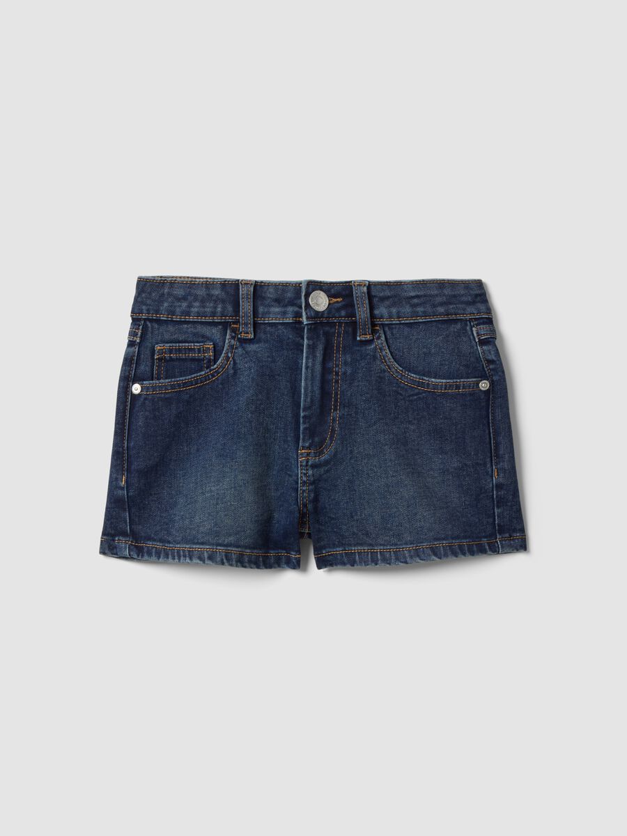 Shorts denim blu in misto cotone elasticizzato da ragazza slim fit_3
