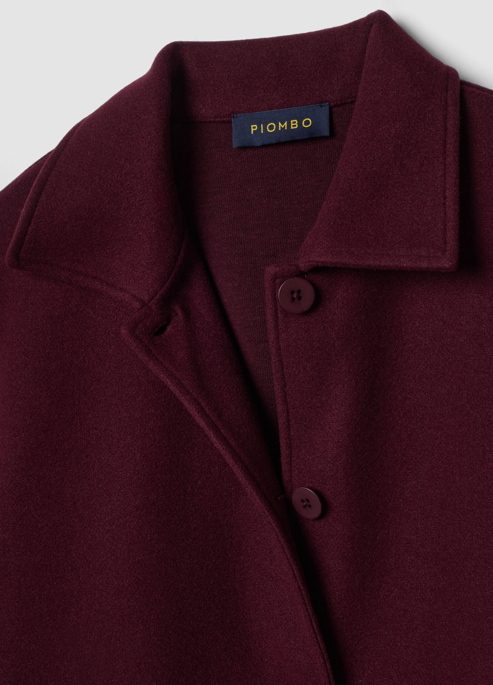 Burgundy red viscose-blend jacket with crew neck, regular fit