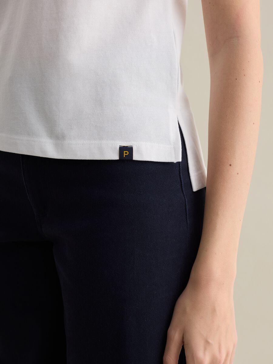 White short-sleeved polo shirt in piquet_2