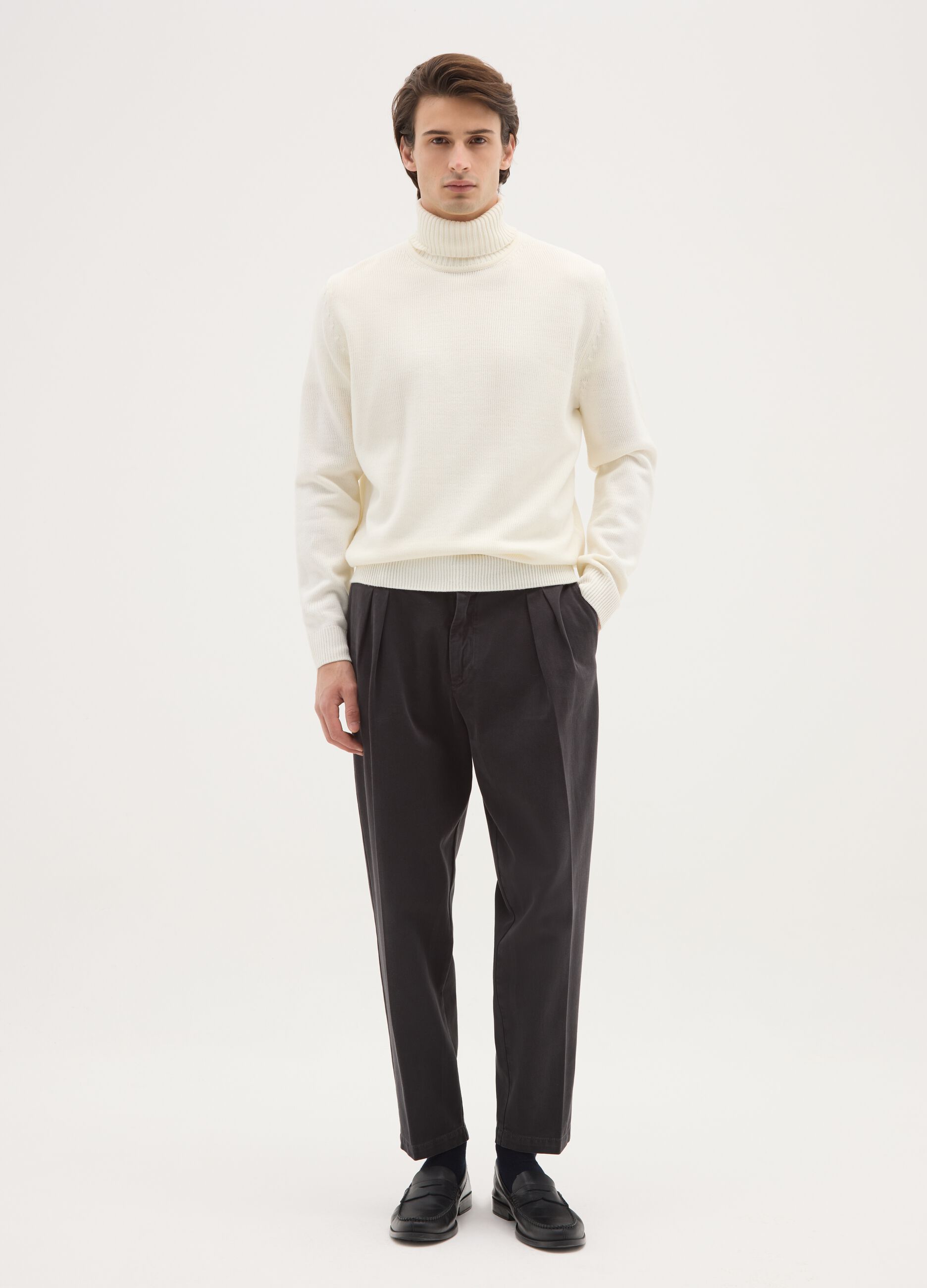 Grey chino trousers in pure cotton regular fit