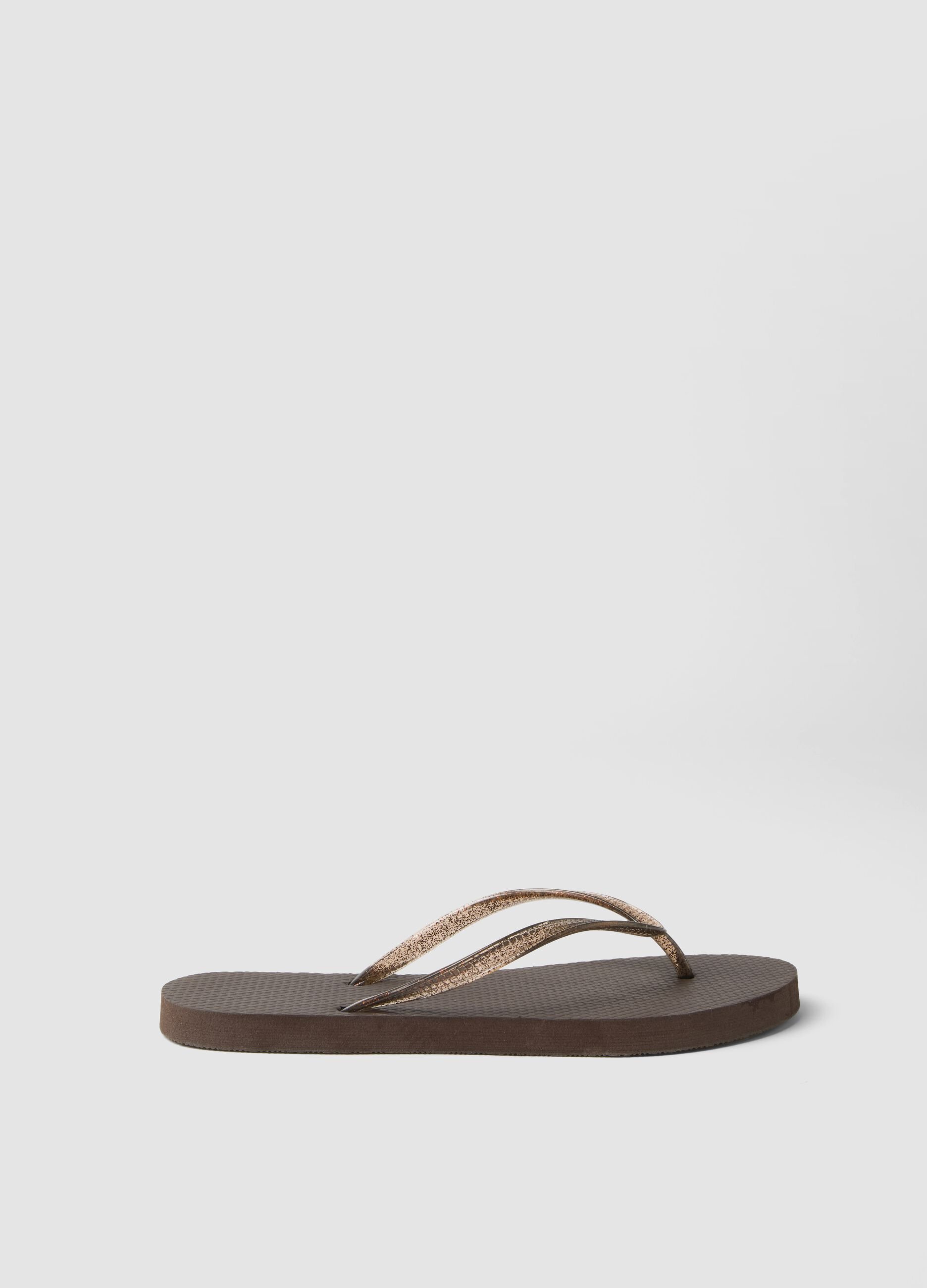 Brown flip-flops with translucent straps