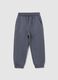 Children's navy blue pure cotton trousers with regular fit and elasticated waist_0