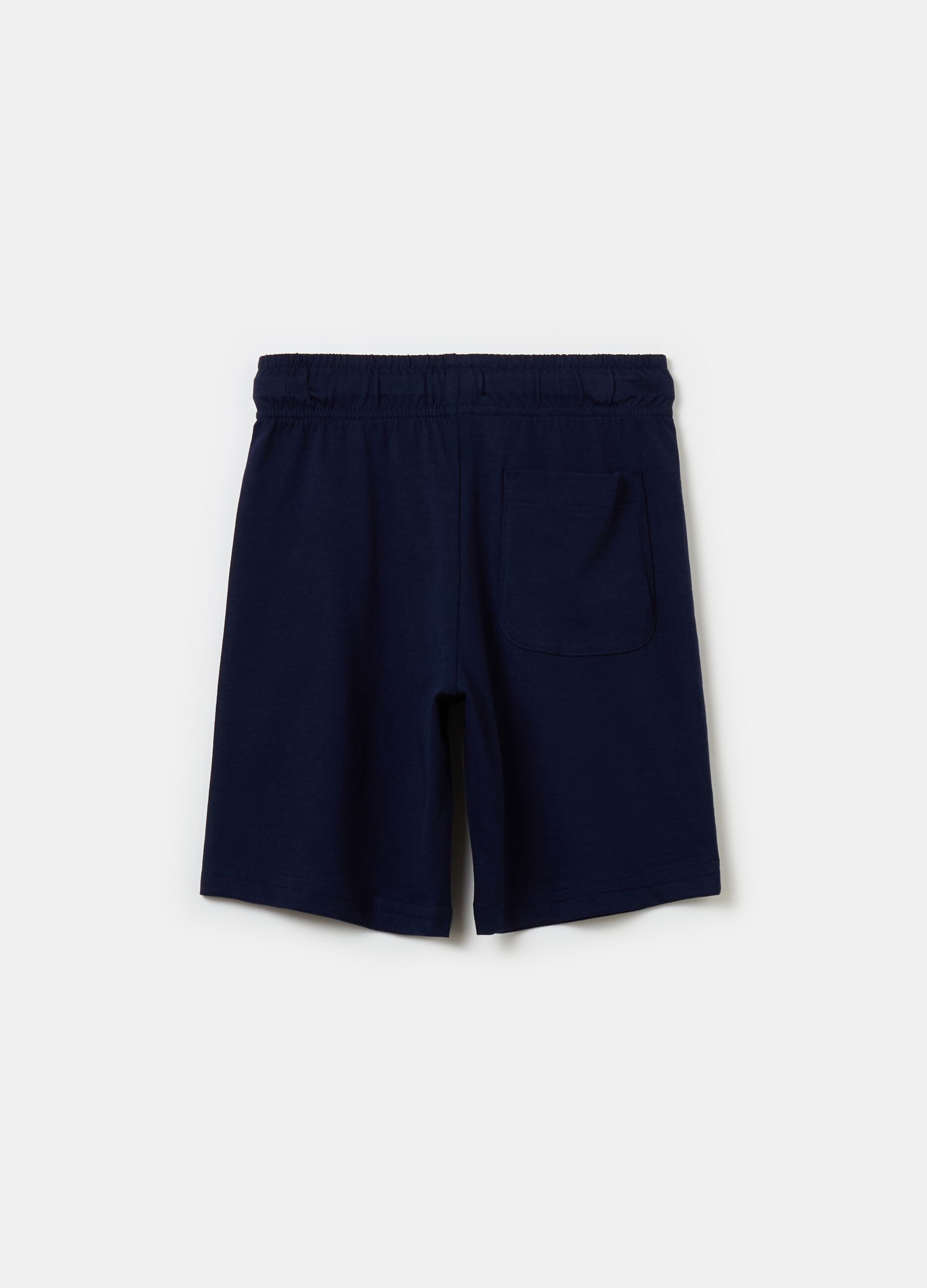 Cotton Bermuda shorts with drawstring and print