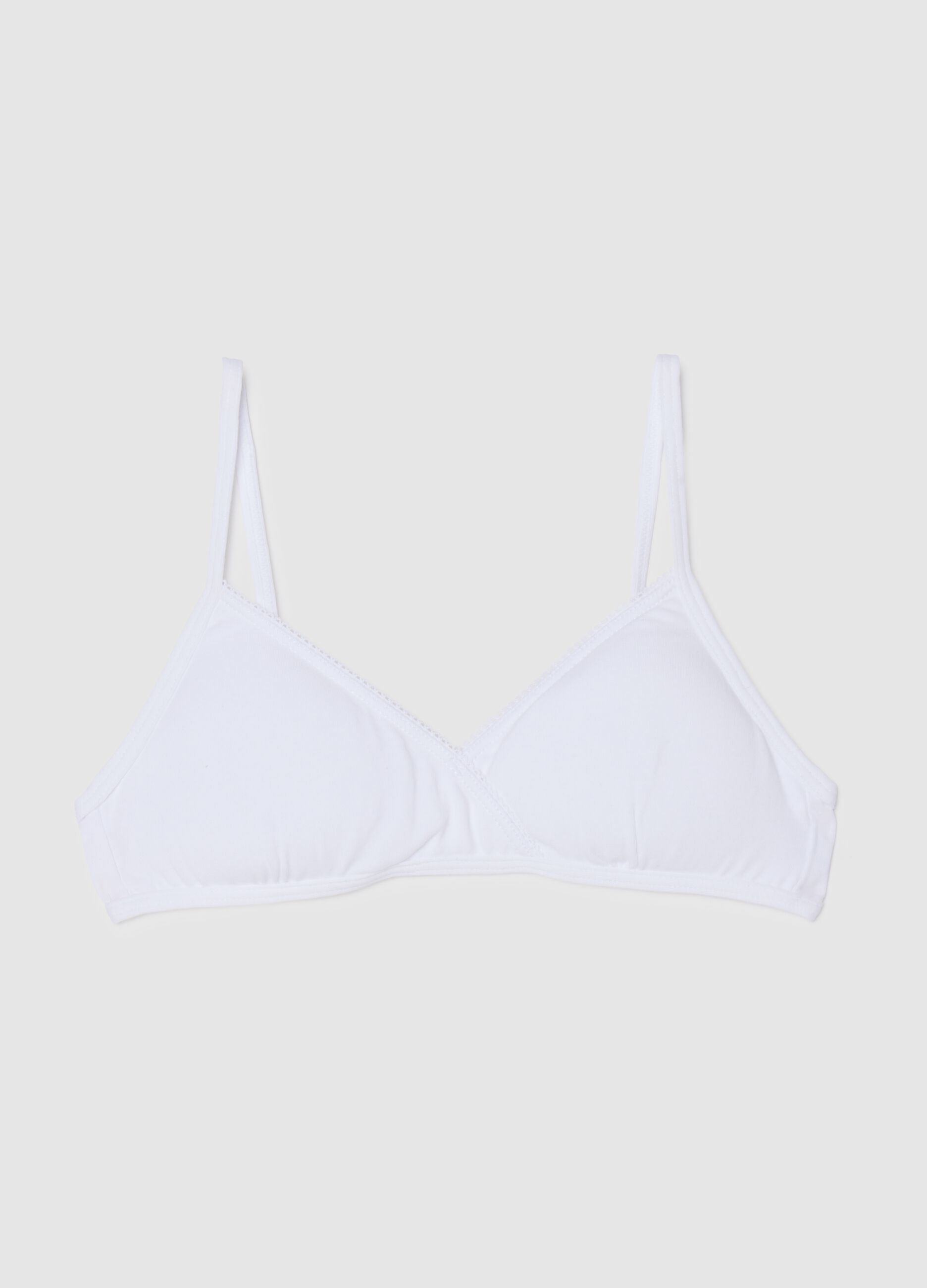 Girls' Stretch White Cotton Bra