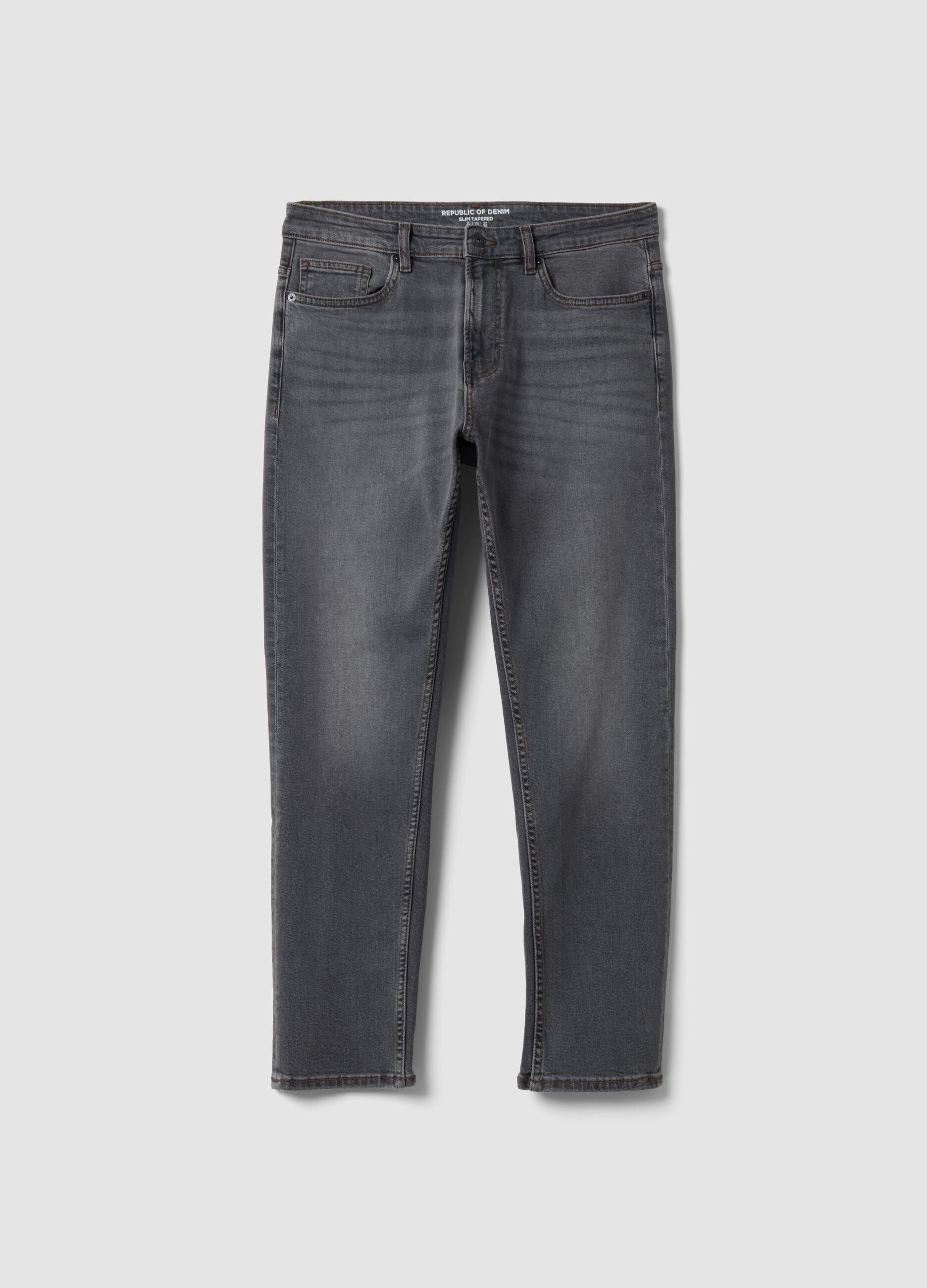 Grey slim-fit stretch cotton jeans