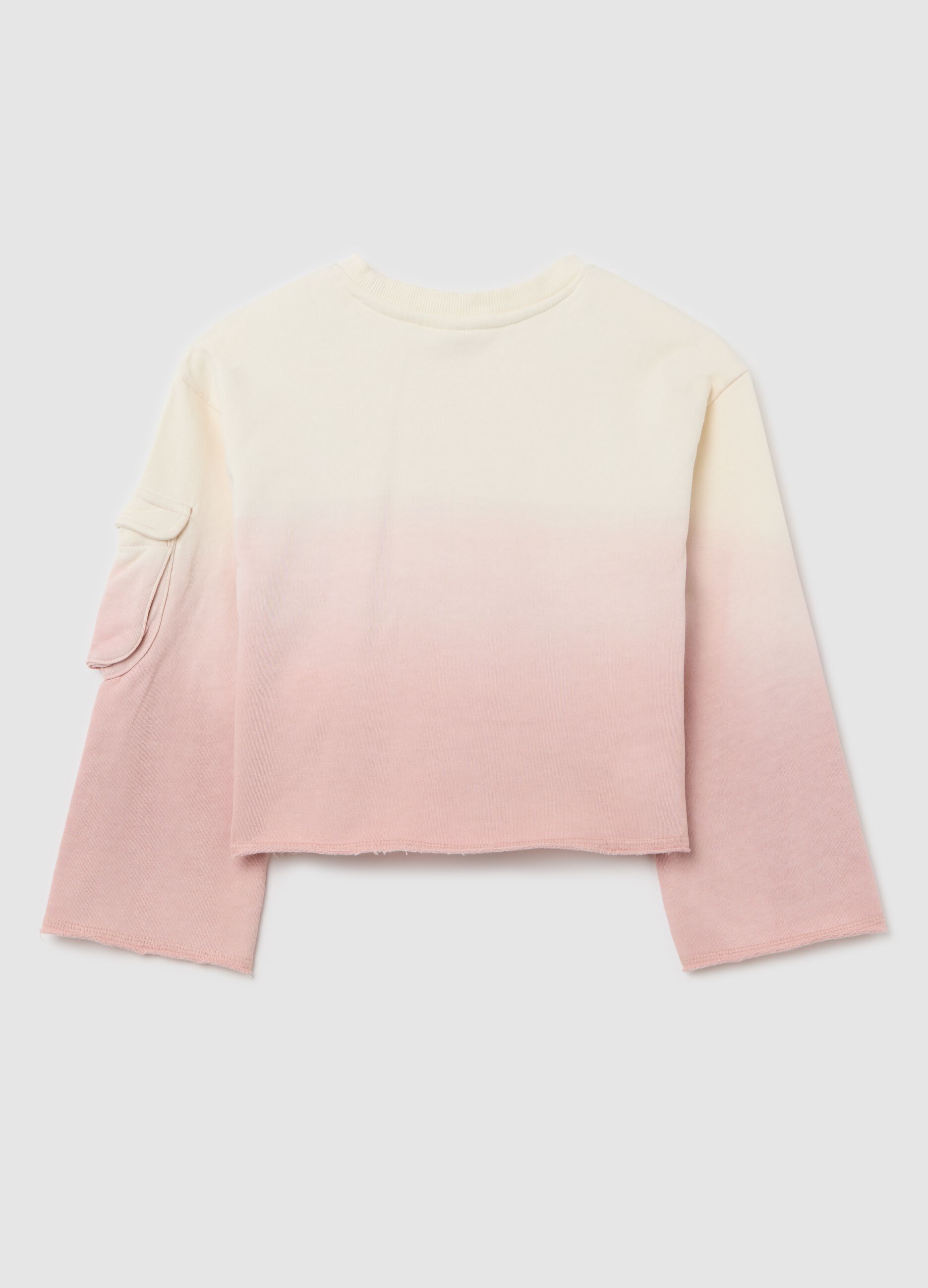 White and pink dip-dye sweatshirt with glitter logo print