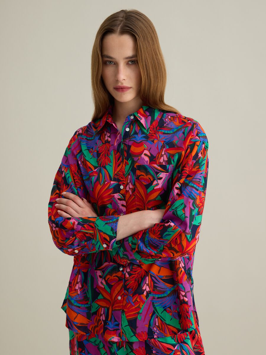 Women's Oversized Shirt in Pure Multicolour Cotton with Regular Fit_2