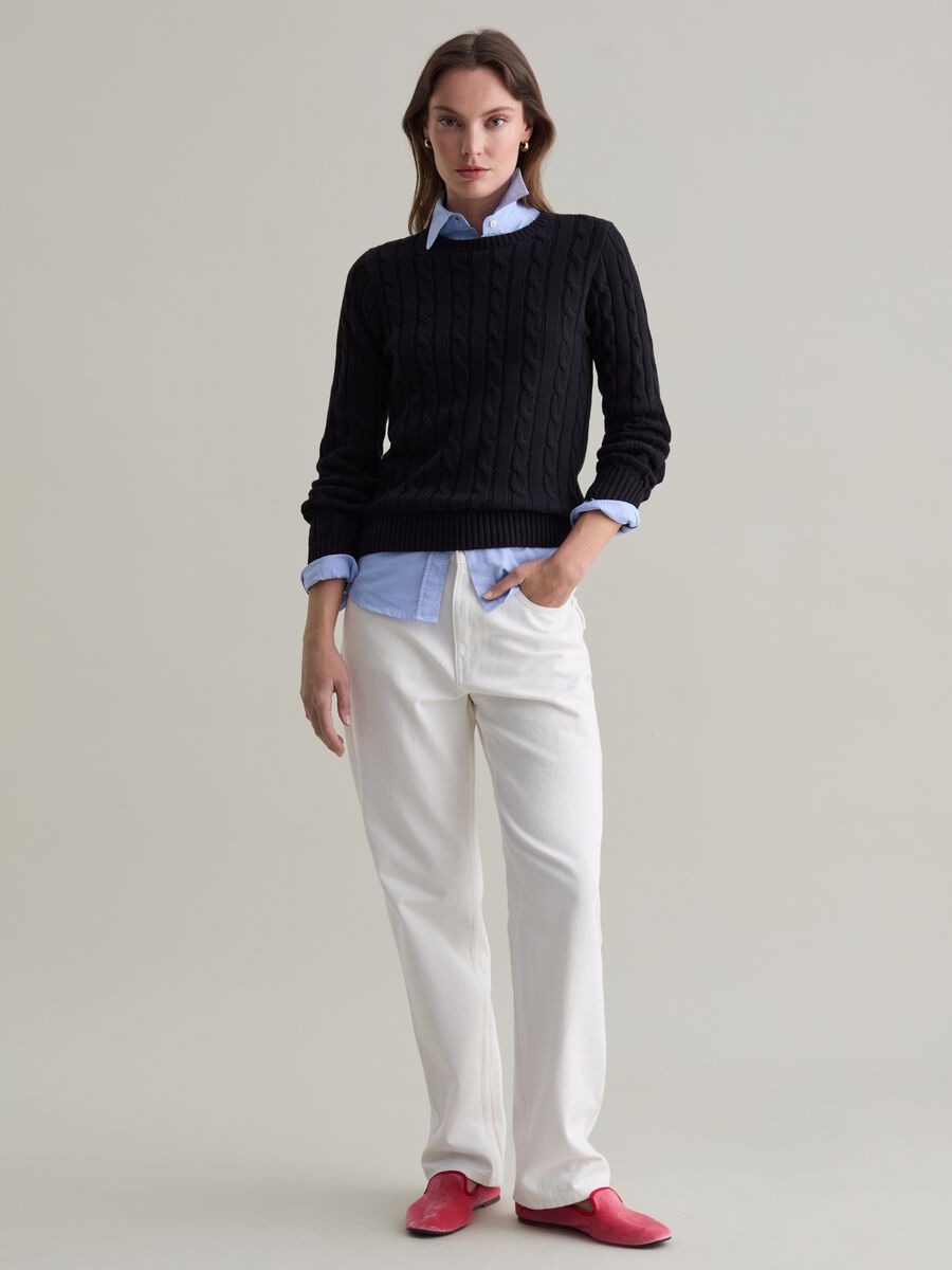 Ribbed pullover with cable-knit design_1