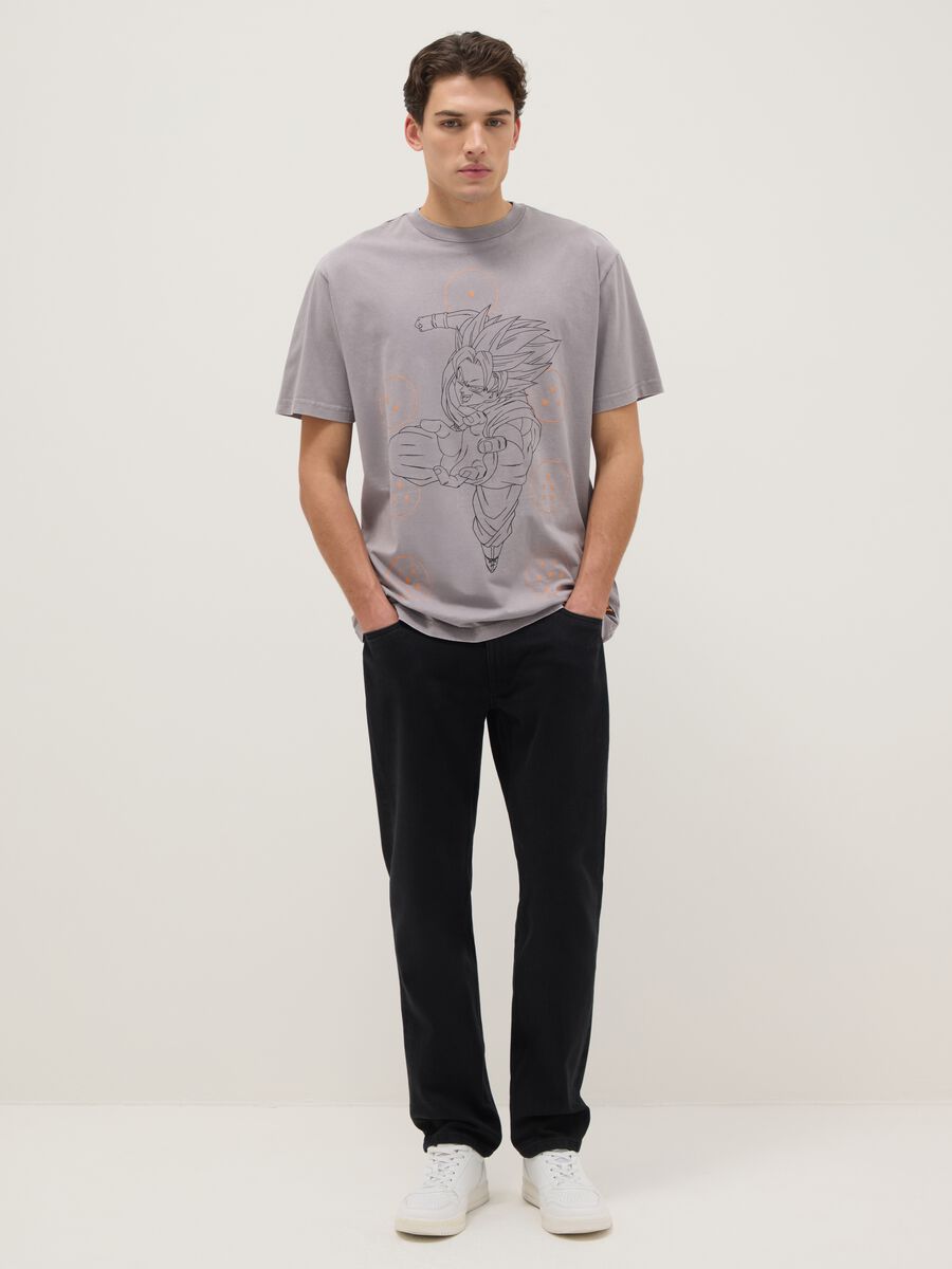 Grey pure cotton regular fit T-shirt with Dragon Ball print_1