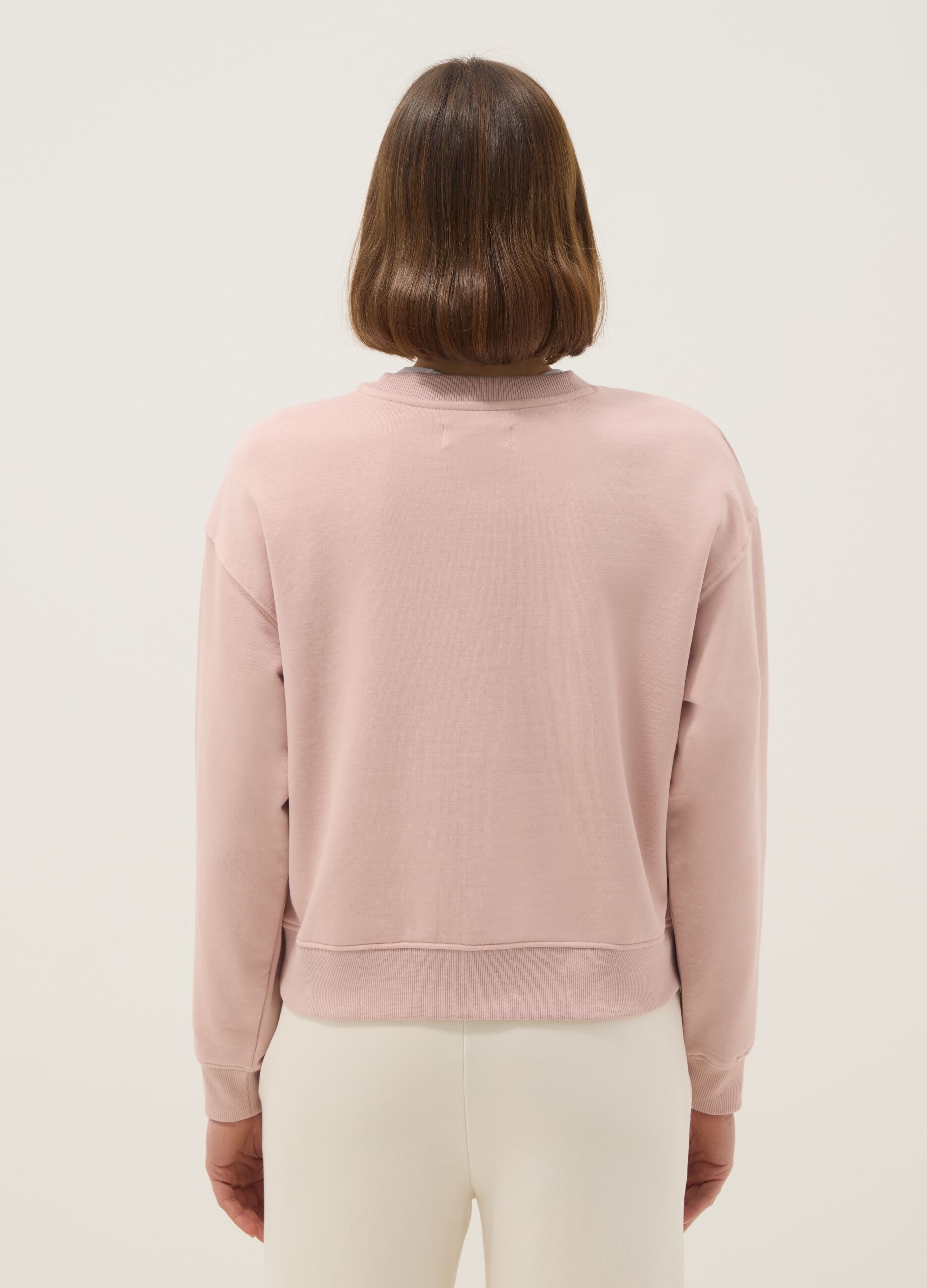 Felpa rosa girocollo regular fit