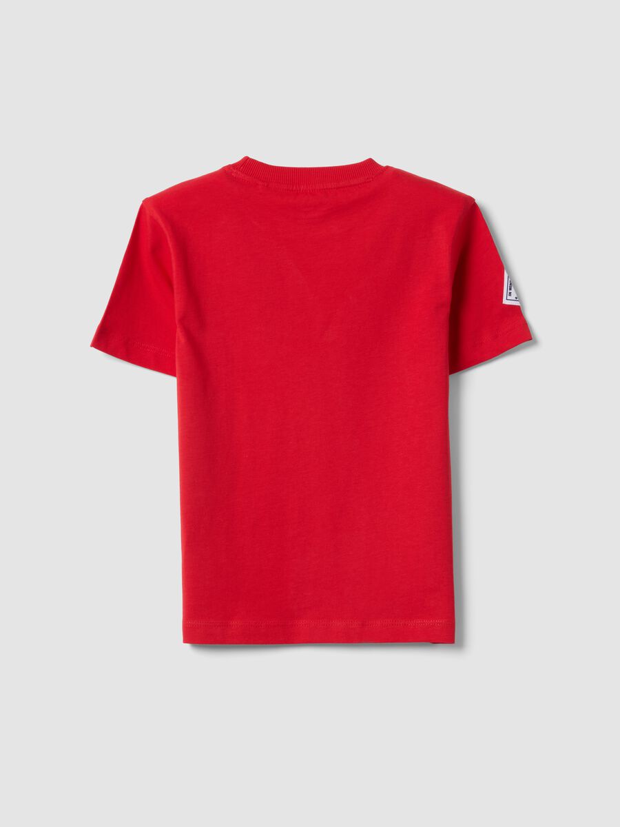 Red pure cotton boys&rsquo; T-shirt with sailing print_1