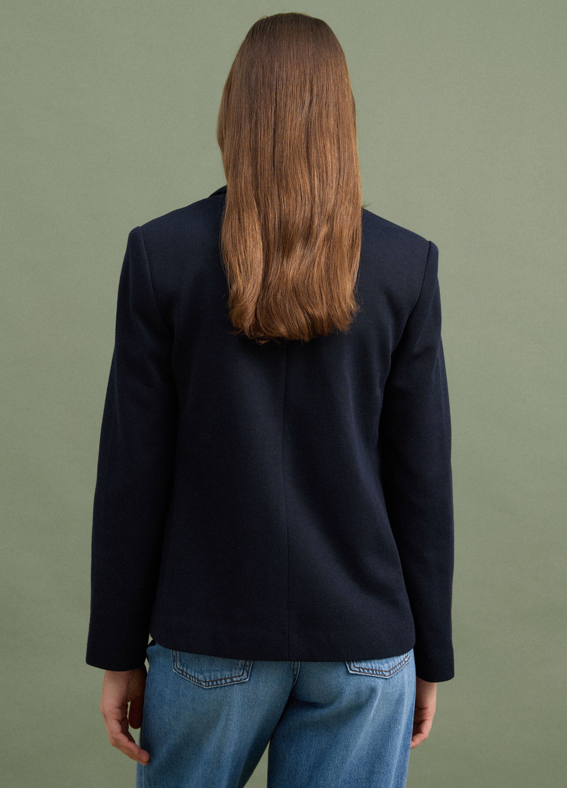 Navy regular-fit double-breasted blazer with classic lapels