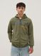 Children's green cotton blend regular fit hoodie with full zip_0