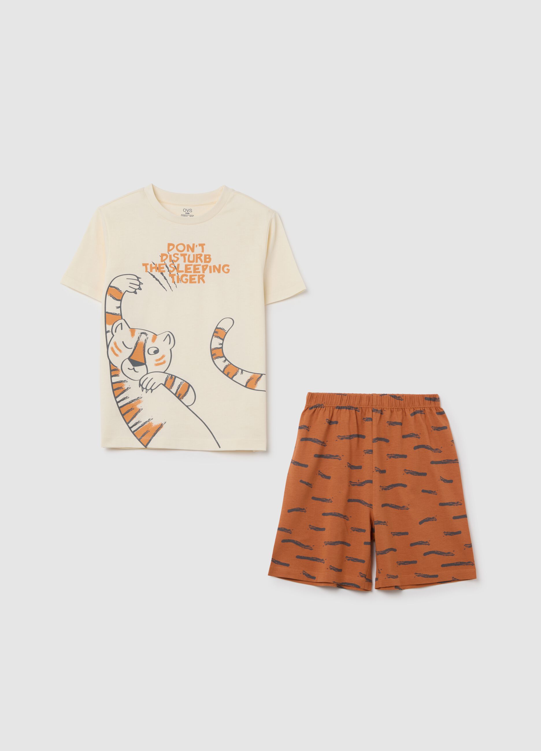 Boys' pyjama set with T-shirt and shorts in pure cotton multicolour regular fit