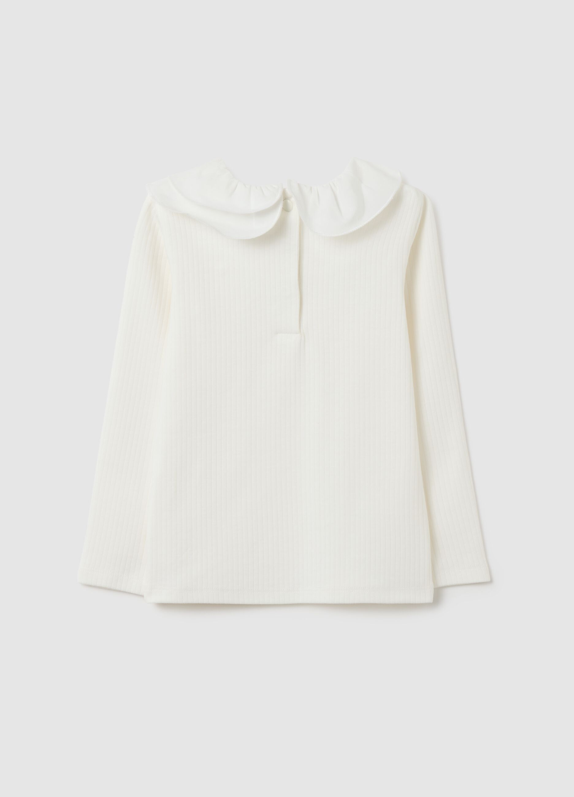 White stretch cotton T-shirt for girls regular fit