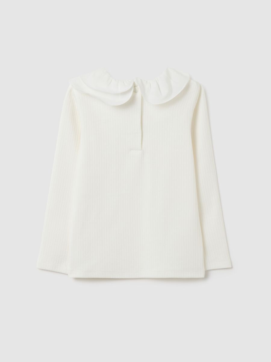 White stretch cotton T-shirt for girls regular fit_1