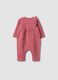 Purple organic cotton ruffle romper for baby girl_0