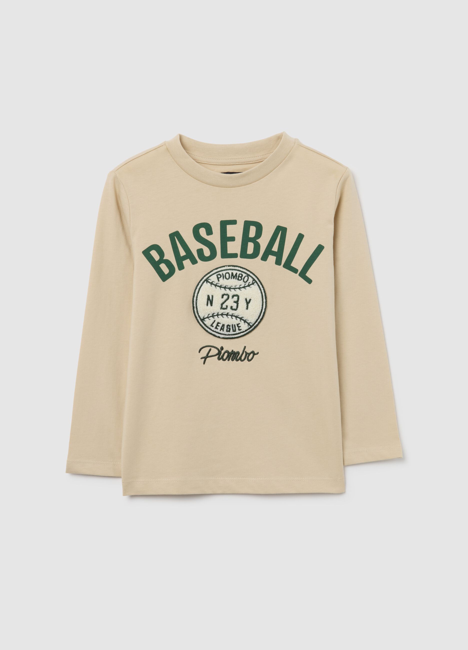 Children's beige pure cotton regular fit T-shirt